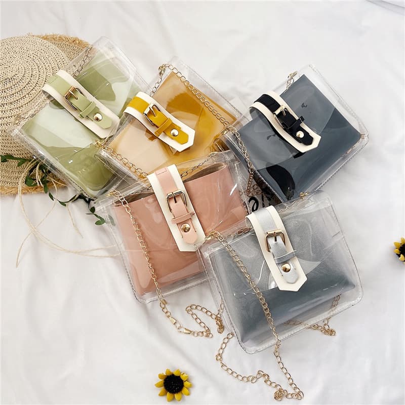 Foreign trade new urban casual PVC women's bag crossbody bag wear-resistant chain shoulder bag outdoor trendy small bag