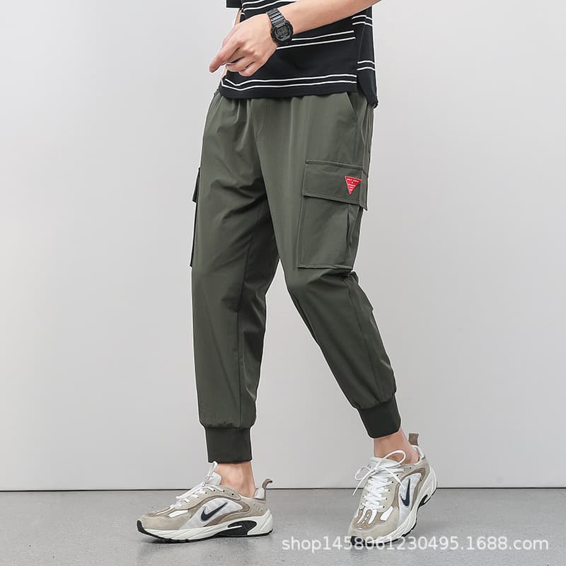 Casual Pants Men's Multi-Pocket Summer Cargo Pants Thin Sports Pants Loose Ankle-Length Nine-Point Trendy Cargo Pants