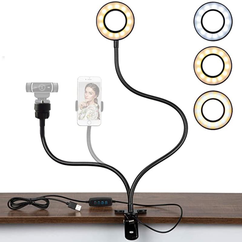 LED fill light with USB port, small action camera 4/1 head model, popular live streamer selfie beauty light, factory direct sales.