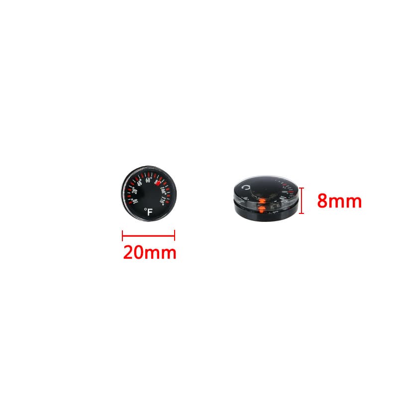 Professional manufacturer supplies 20mm outer diameter circular thermometers, bimetal accessories, plastic thermometers