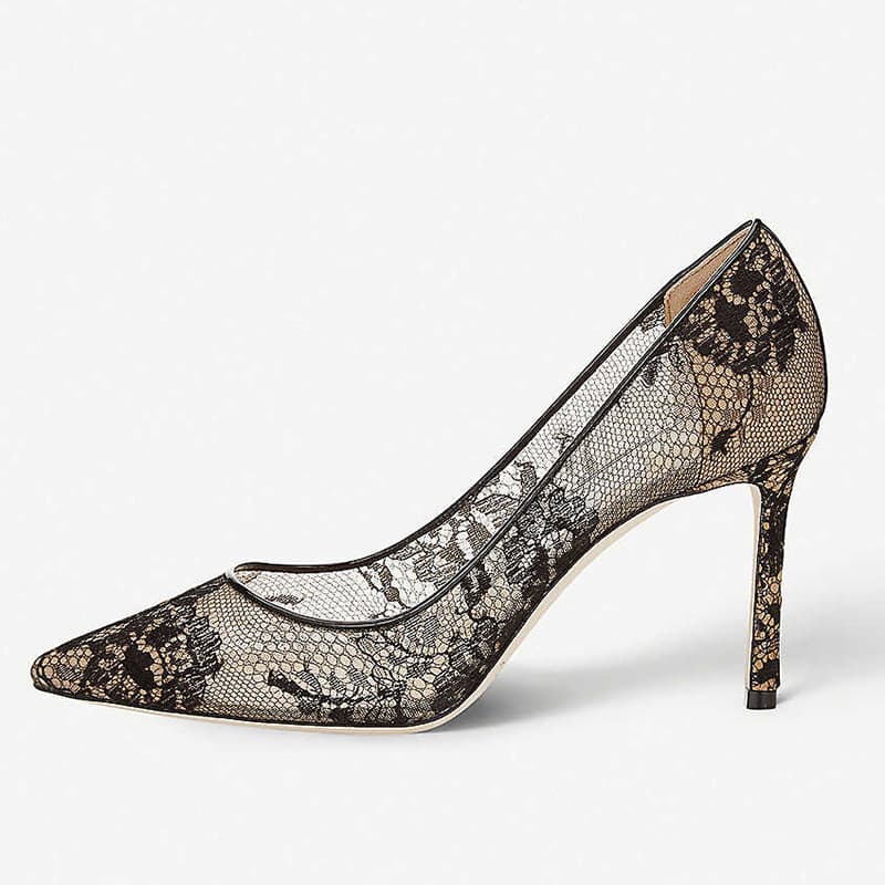 European and American women's foreign trade large size pointed High Heel lace high heel Party shoes cross-border supply