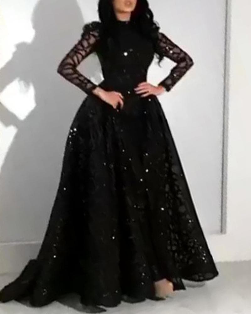 New Spring/Summer European and American Export Women's Sexy Long-Sleeve Flared Evening Dress for AliExpress and Amazon