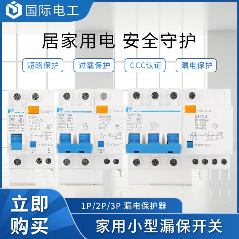 DZ47s Miniature Circuit Breaker with Leakage Protection 1P 2P 16A 20A 32A 63A Smart