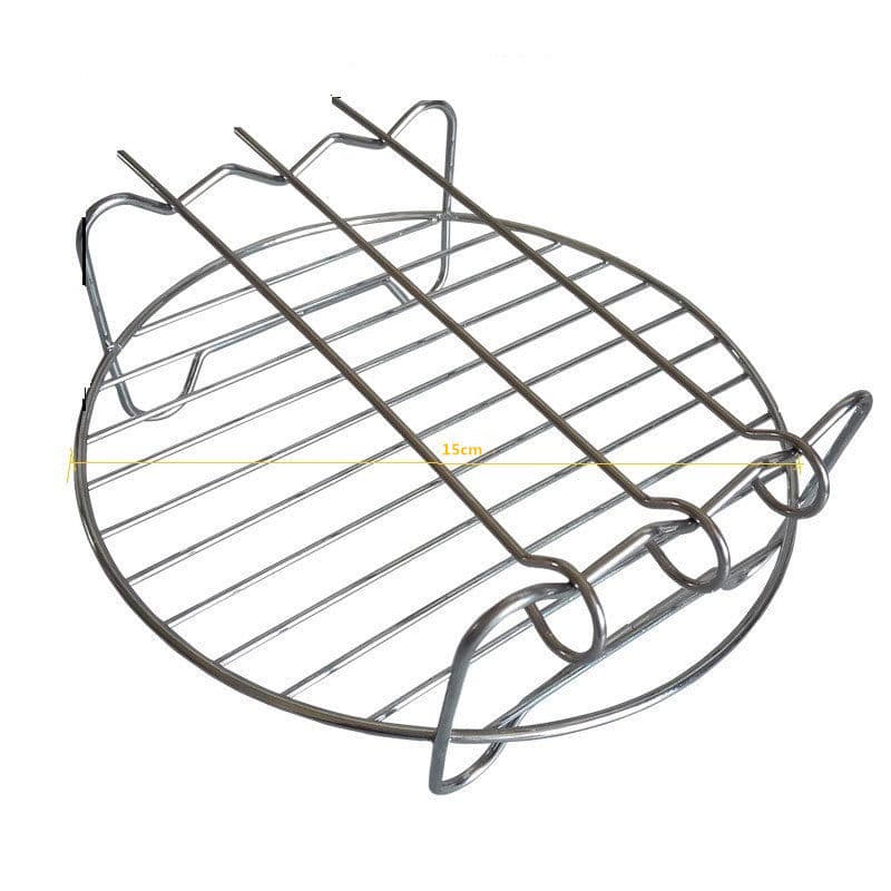 Double Layer Stainless Steel Air Fryer Accessories 3 Prong Rack Wave Oven Baking Rack Baking Net Storage Kitchen Utensils