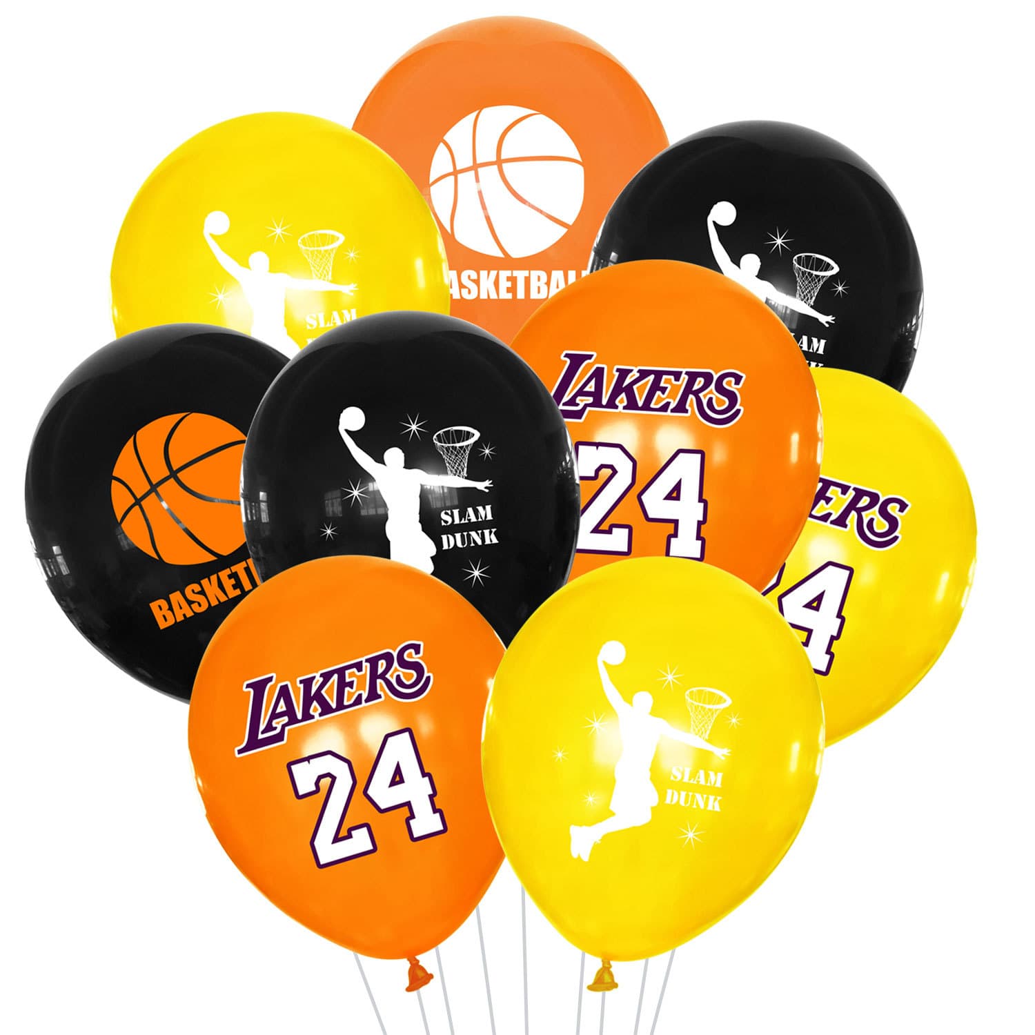 Original basketball theme party decorations NBA basketball birthday balloons commemorating Lakers Kobe Bryant 24th party decoration