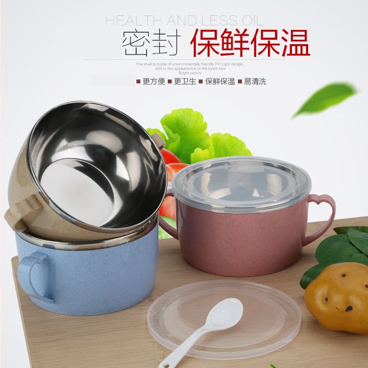 Manufacturer supplies stainless steel insulated lunch box, portable student fast food lunch box, sealed lunch box tableware set