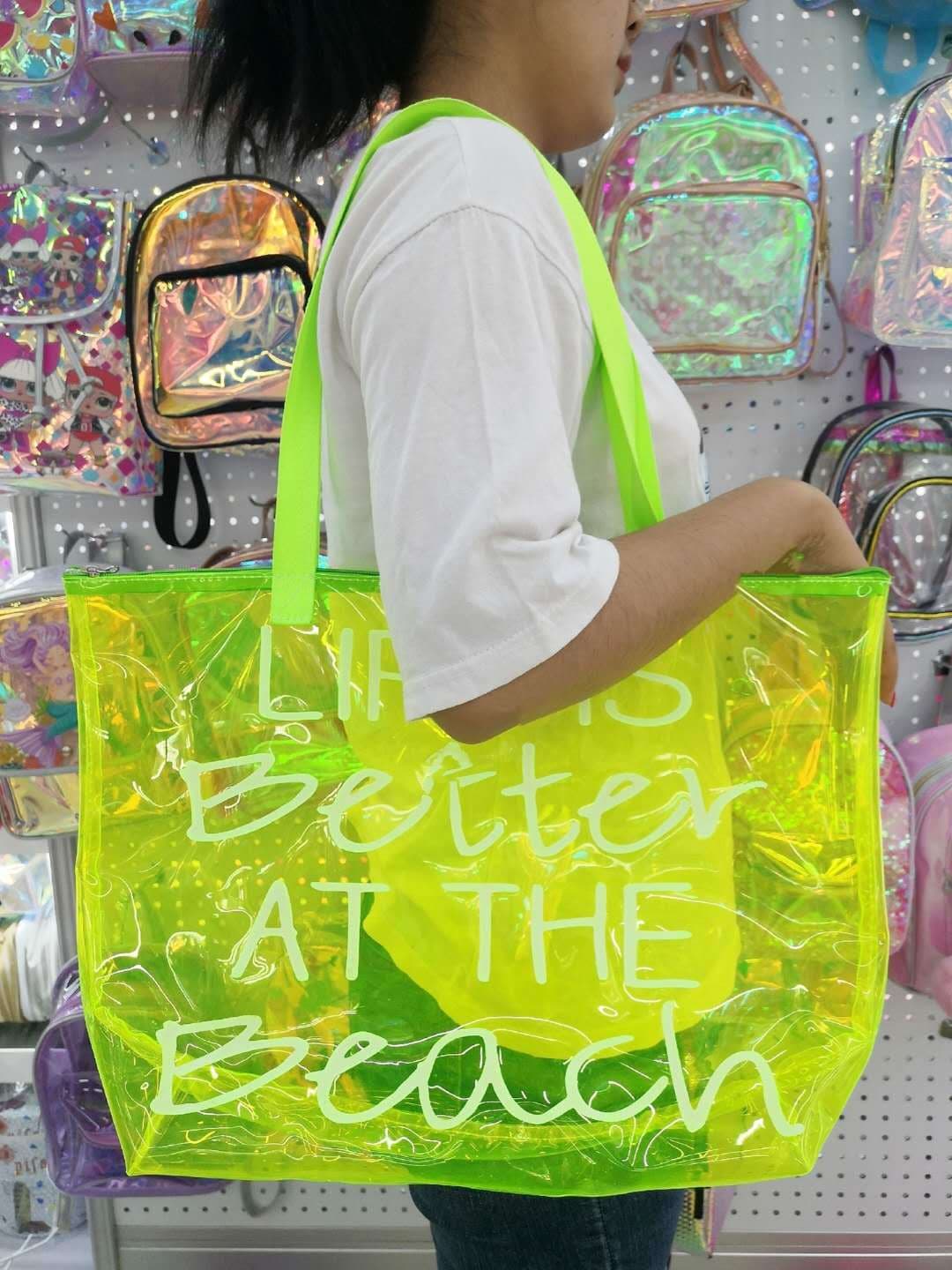 New Beach Bag Waterproof Transparent Jelly Bag PVC Shoulder Bag Travel Beach Bag Handbag