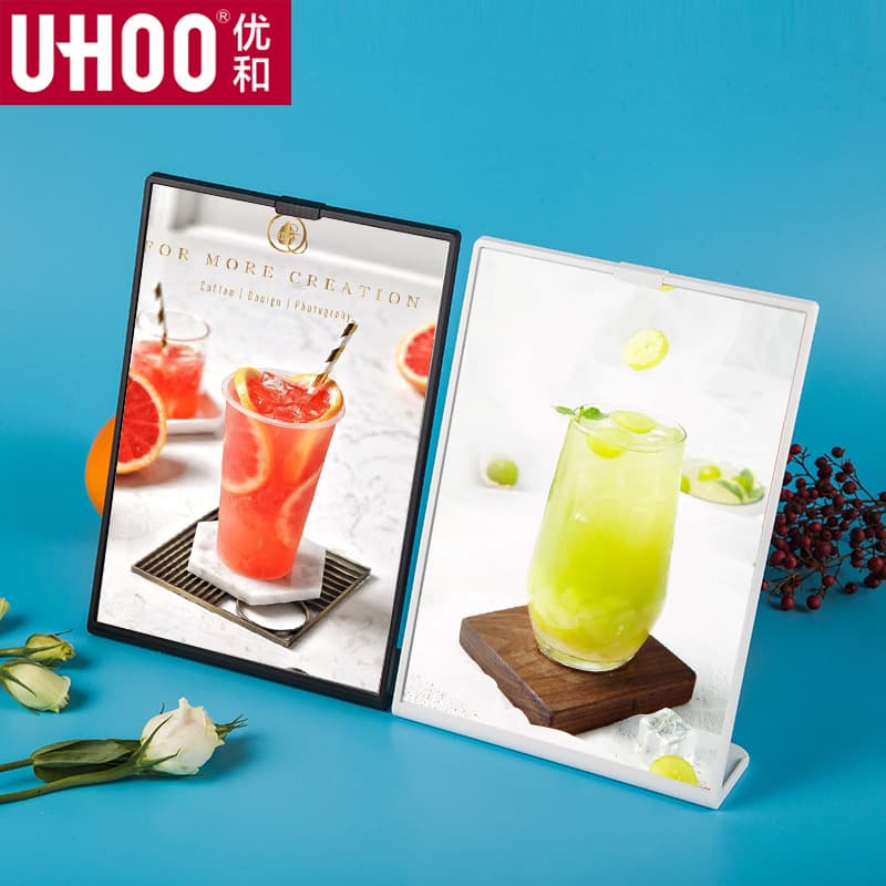 Youhe L-Shape Acrylic Sign Holder A4 Double-Sided Price Display Stand Horizontal and Vertical Table Card A5 Menu Card
