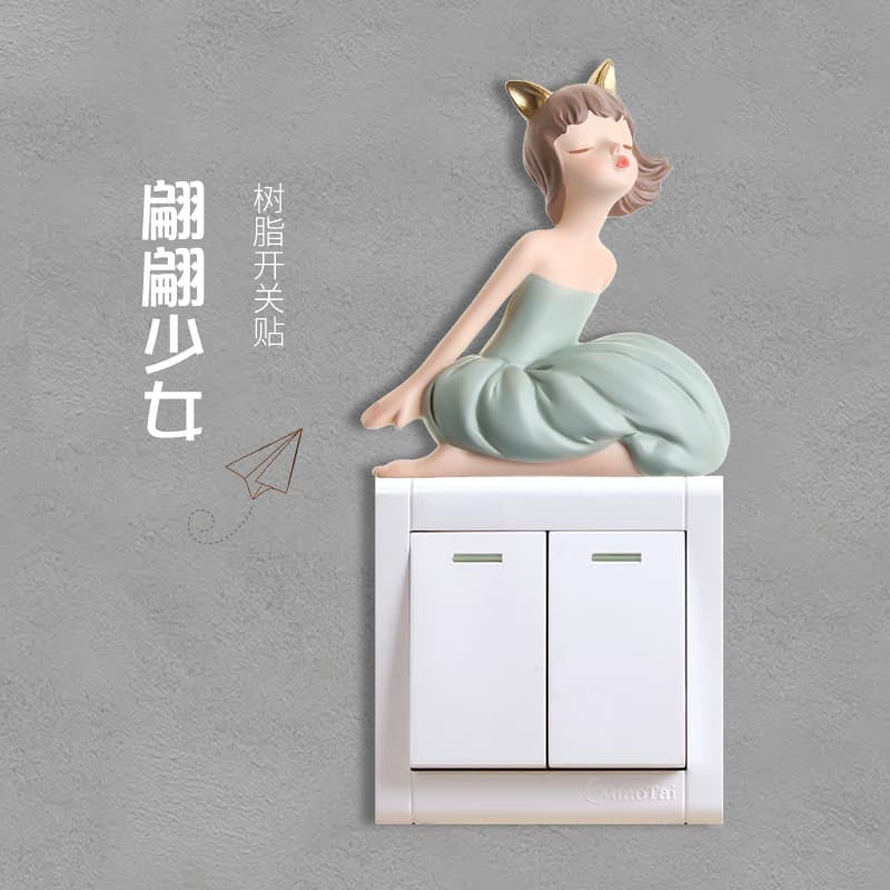 Creative resin home switch stickers, girly 3D three-dimensional socket decoration stickers, simple style wall stickers