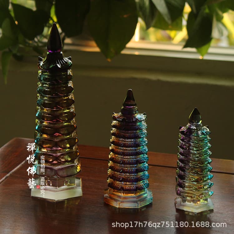 Ancient glazed Wenchang Tower ornaments nine-story handicraft ornaments multi-size selection factory wholesale