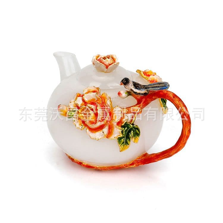 Enamel-painted white porcelain jade tea set accessories, enamel-painted water cup and wine glass accessories, custom processing