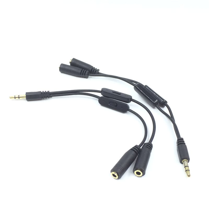 1 Drag 2 3.5mm Audio Splitter Switch Computer Sharing Earphones Speakers Sound Box Couple Two-In-One Gold Plated Cable Line