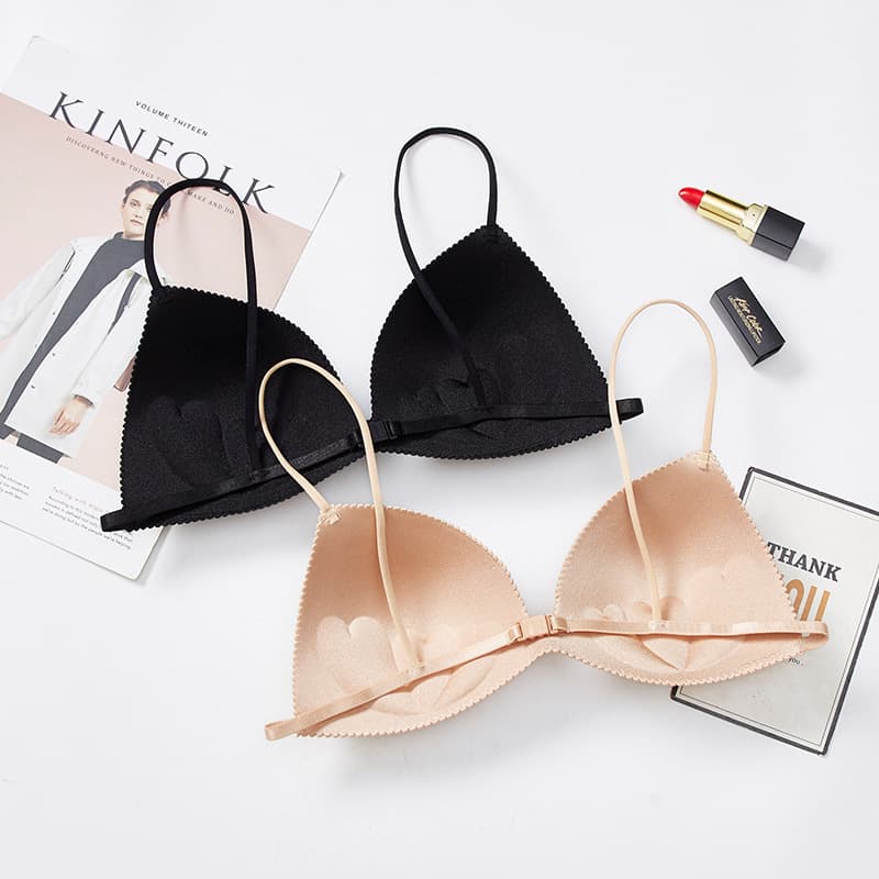 Nightclub Seductive Back Closure Bra for Women, Small Bust Sexy Bra, Wire-Free Thin Strap Lightweight