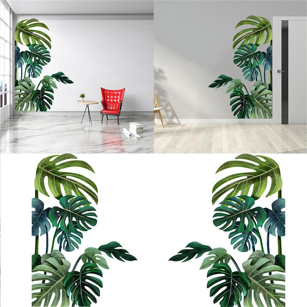 New Nordic Green Leaf Plant Wall Stickers For Living Room Bedroom Children's Room Decoration Ks6757