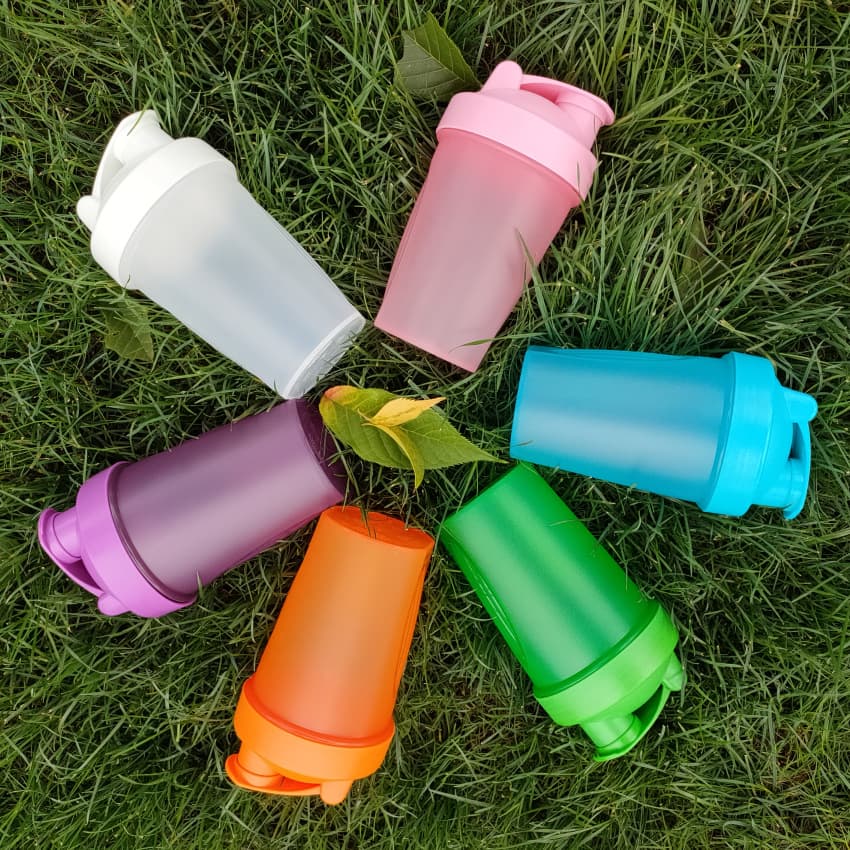 Ready stock 400ML shaker cup, milkshake sports water cup, fitness sports plastic cup with mixing ball, customizable LOGO