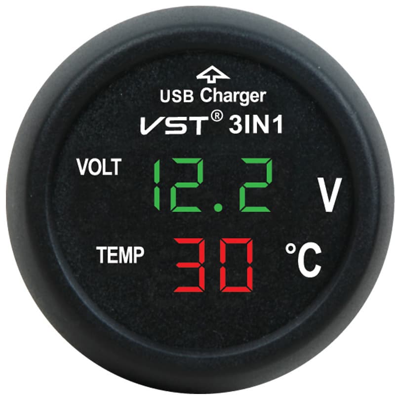 Car USB charger battery voltage digital display with voltmeter and thermometer 706 three-in-one
