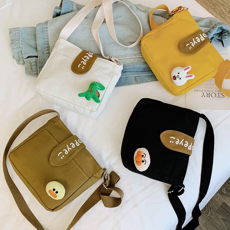Summer New Canvas Small Bag Women Korean Style Cute Lady Crossbody Bag Cross-border Casual Fashion Small Square Bag