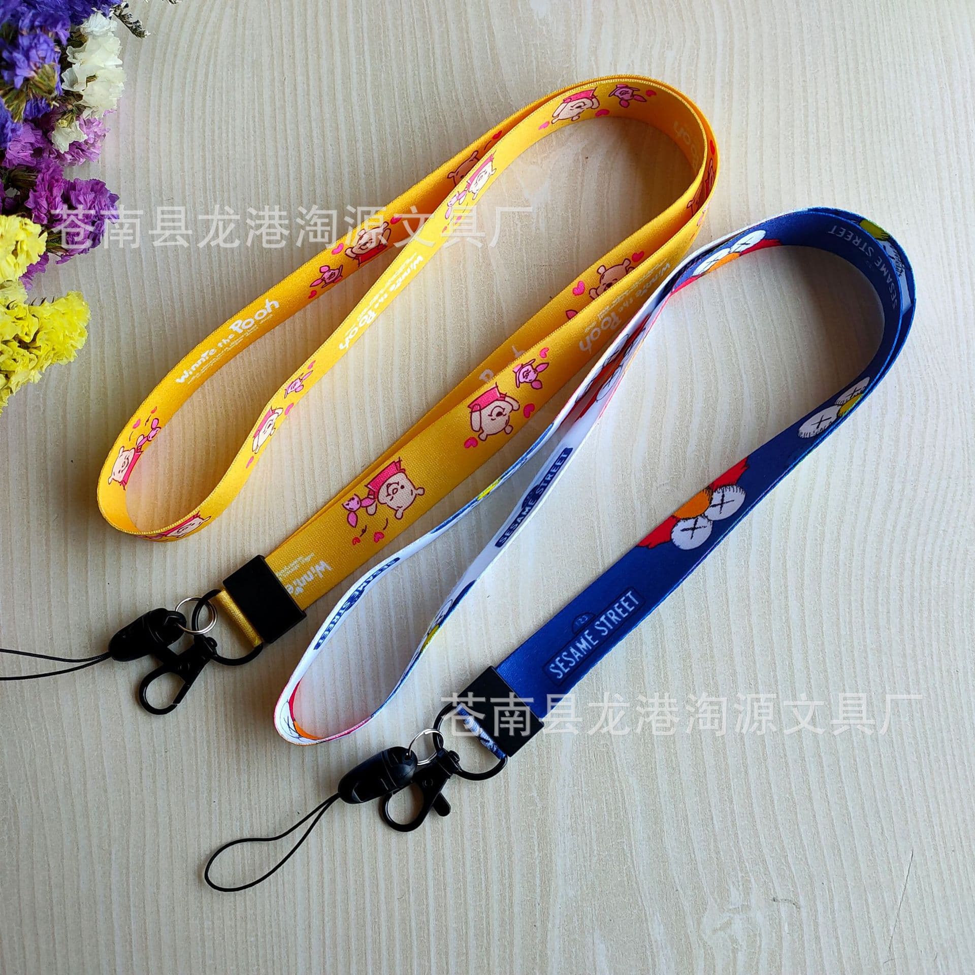 Phone lanyard cartoon cute ID long neck strap polyester woven tape phone strap pattern