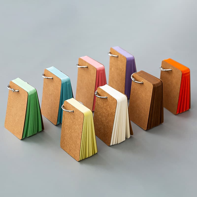 In Stock Universal DIY Blank Colored Metal Ring Hardcover English Word Cards, Loose-leaf Memory Cards