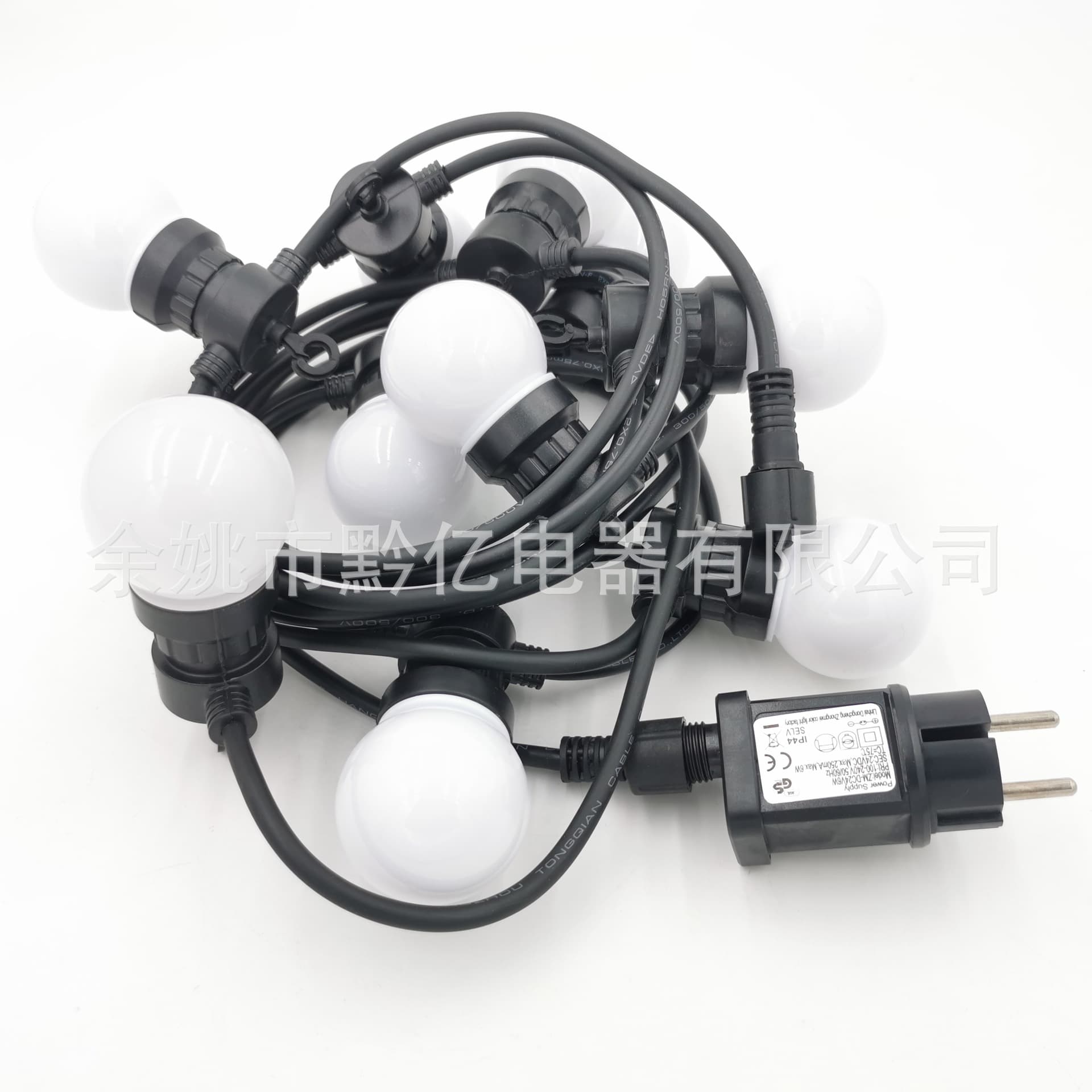 Factory supply 5-meter 10-head G50 colored bulbs with integrated power cord, Yuyao 001 Qianyi 00