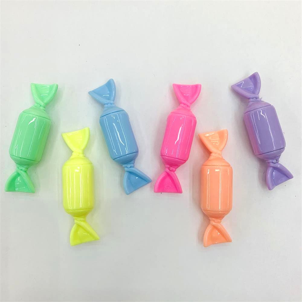 Wholesale 6-Color Cartoon Candy Highlighters Cute Textbook Planner Pens Colorful Key Points Marking Pens