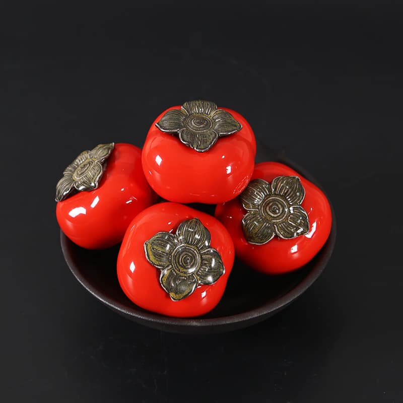 Ceramic Small Persimmon Tea Can Rouge Powder Pot Portable Wedding Sealing Storage Container Tea Storage Can Custom Logo