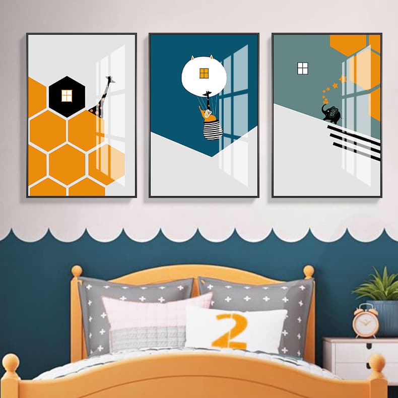 Children's Room Decorative Painting Bedroom Bedside Hanging Painting Cartoon Boy Girl Childlike Wall Painting Modern Living Room Creative Mural