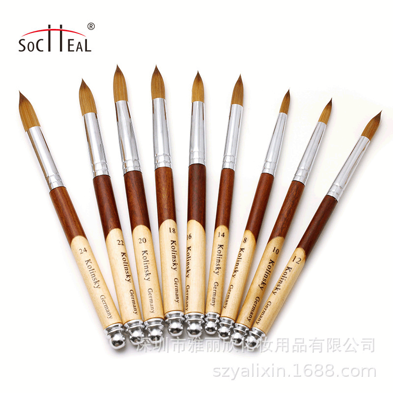 In Stock Color Matching Imported Fur Nail Brush Nail Pen Kolinsky Carved Crystal Pen Single