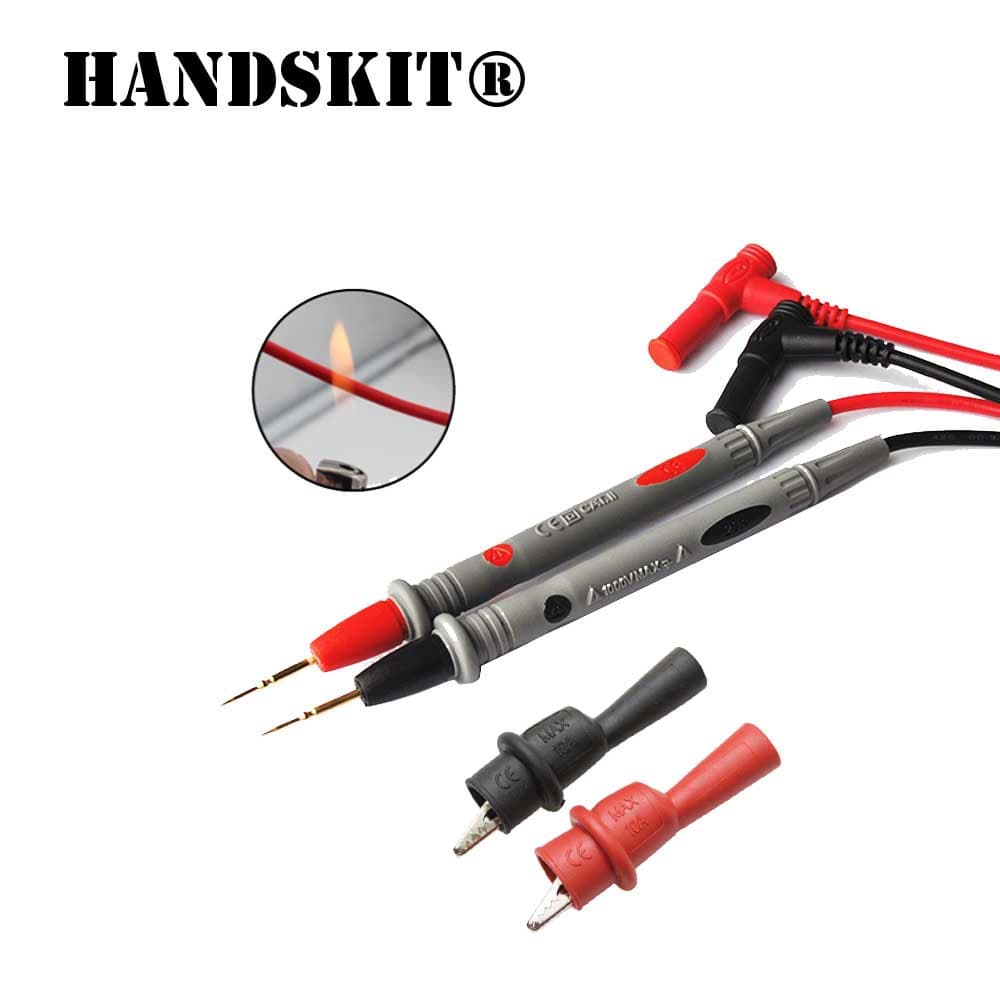 Multimeter Test Leads Pure Copper Fine Tip Probes 1000V 20A Test Probe Rods 2mm Alligator Clips Non-Silicone Test Leads