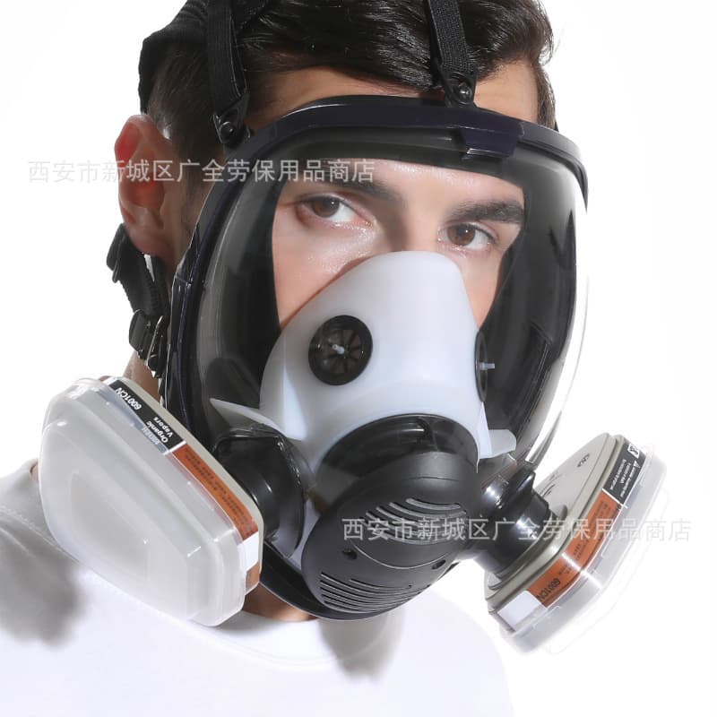 Gas mask, full-face mask for spraying paint, chemicals, pesticides, dust protection, spherical wide-view fire protection and gas protection.