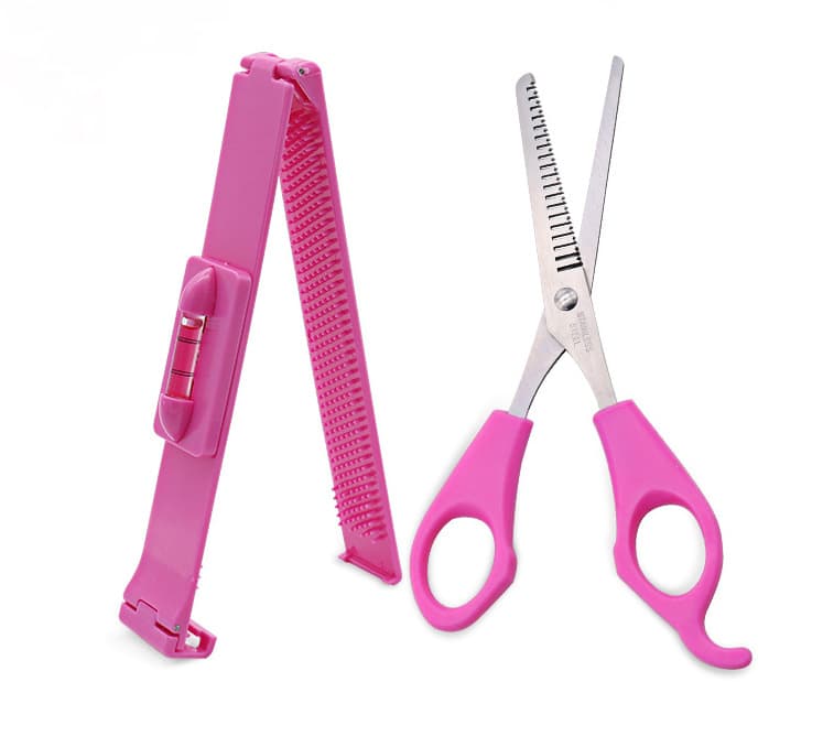 Fringe Tool Set: Straight Fringe Thinning Scissors, Fringe Comb, Thinning Scissors, Fringe Level, Hairdressing Tool