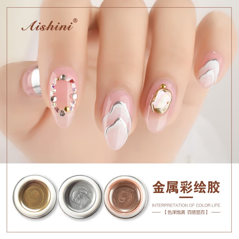 New Metallic Gel Japanese Nail Art Gel Polish Mirror Painting Gel Line Drawing Metallic Gel Silver Drawing Gel