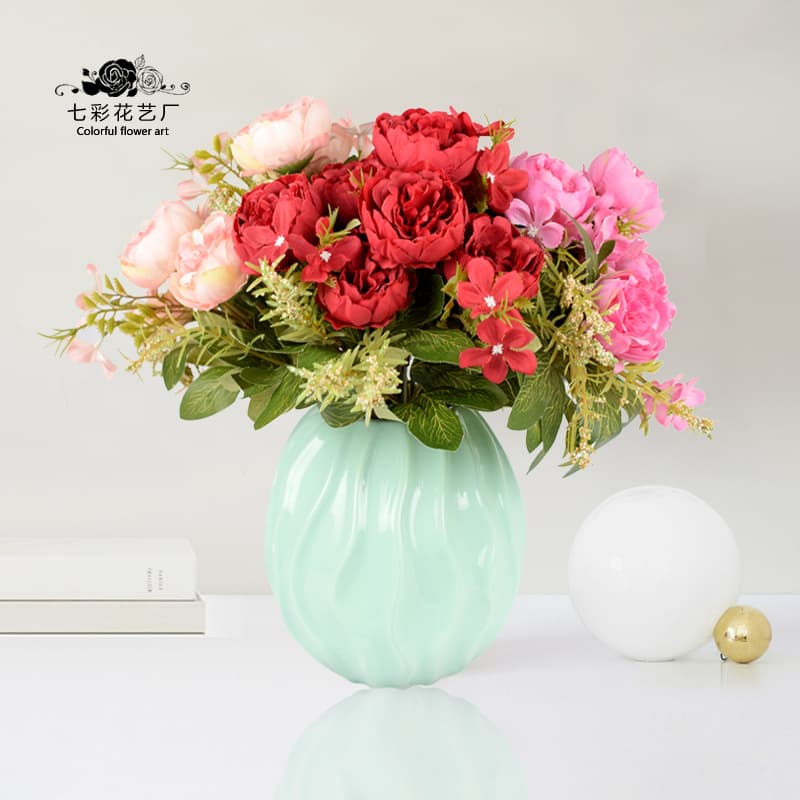 Direct from Manufacturer Seven-Headed Exquisite Peony Simulation, Wedding Flower Wall Decoration