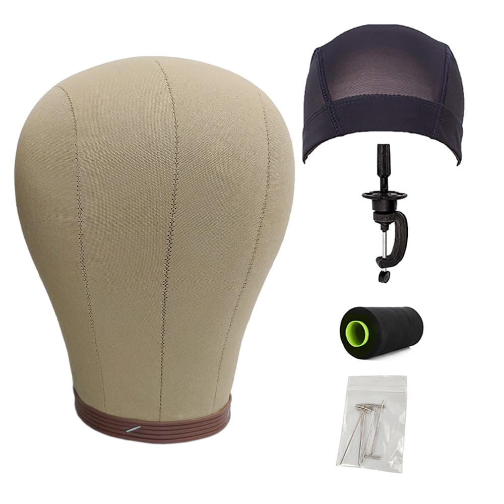 Canvas headform with sawdust filling, pinable, soft wood particles, canvas cover