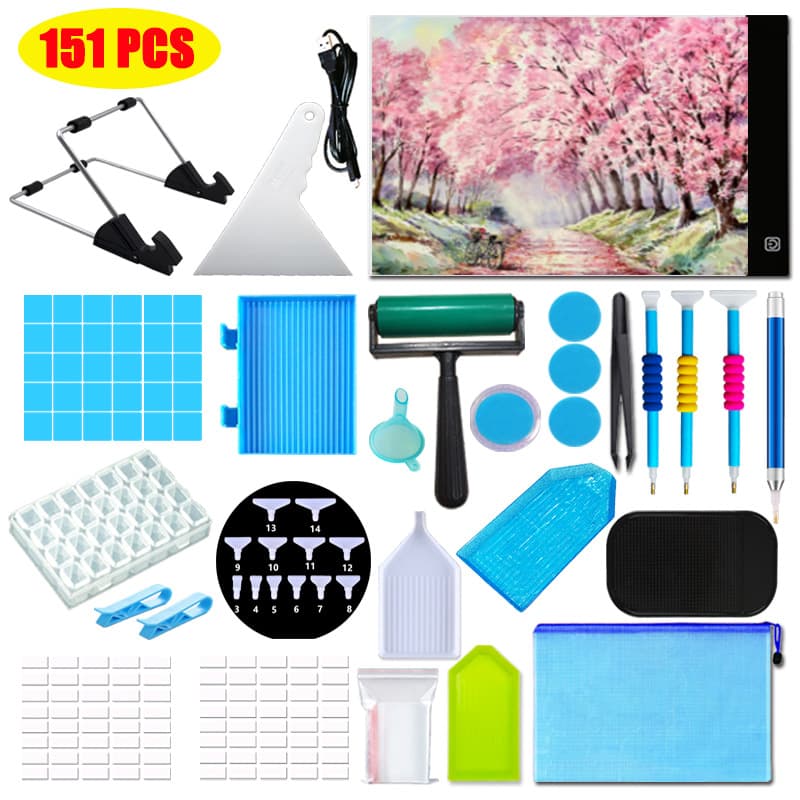 DIY Diamond Painting Tool Luminous Point Drill Handmade Multi-function 28-grid Storage Box Set Light Board Combination Kit