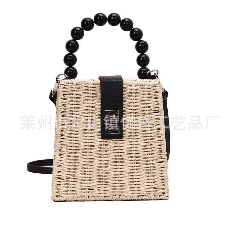 Ins popular Mori female style literary style small fresh handmade paper rope bag retro shoulder bag woven women's bag straw bag