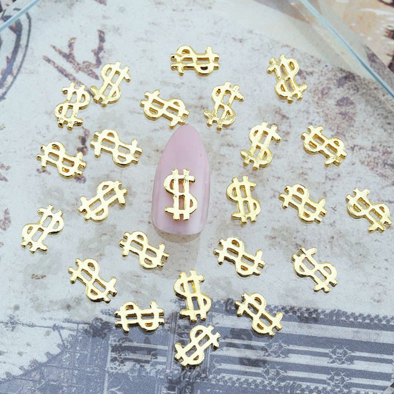 Japanese New Metal Nail Art Decoration Phototherapy Alloy Nail Jewelry Gold Silver Dollar Gold Coin Symbol