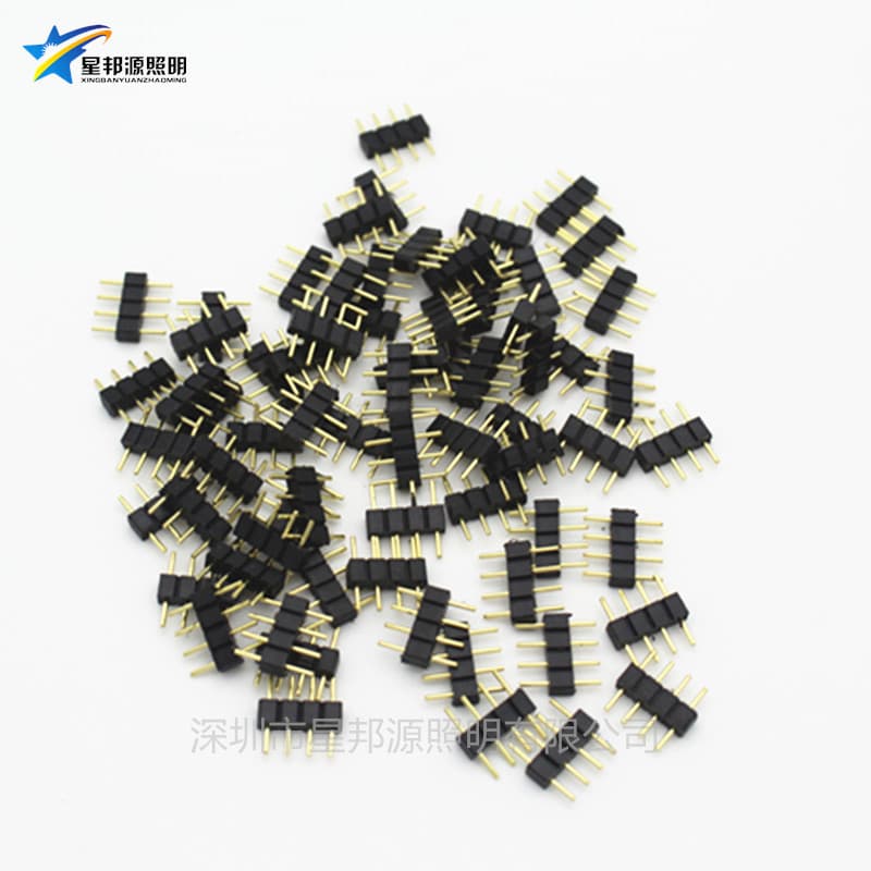 RGB seven-color LED light strip/strip light, solderless 4-pin male connector, light strip pin header connector, 4-pin connector.