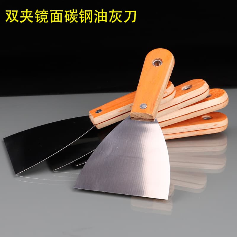 Manufacturer Wholesale Putty Knife Wooden Handle Scraper Double-Clamp Mirror Putty Knife Plaster Scraper Mortar Trowel Scraper