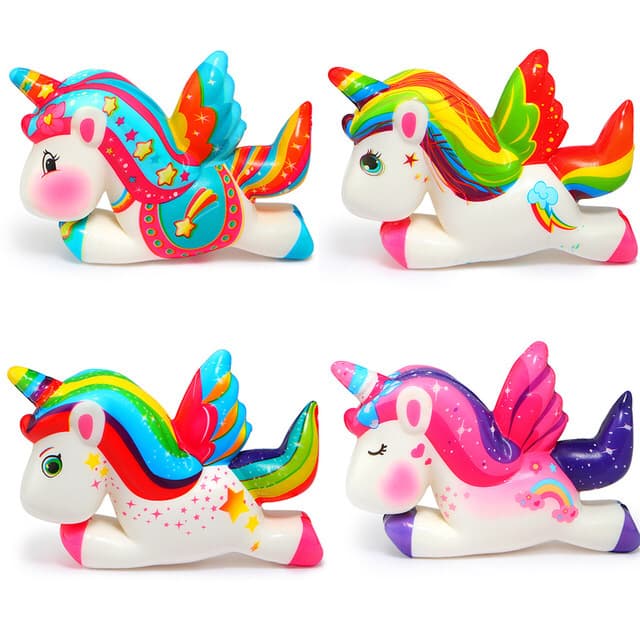 PU Slow Rebound Colorful Printed Flying Horse Squishy Cute Unicorn Stress Relief Squeeze Toy Decoration