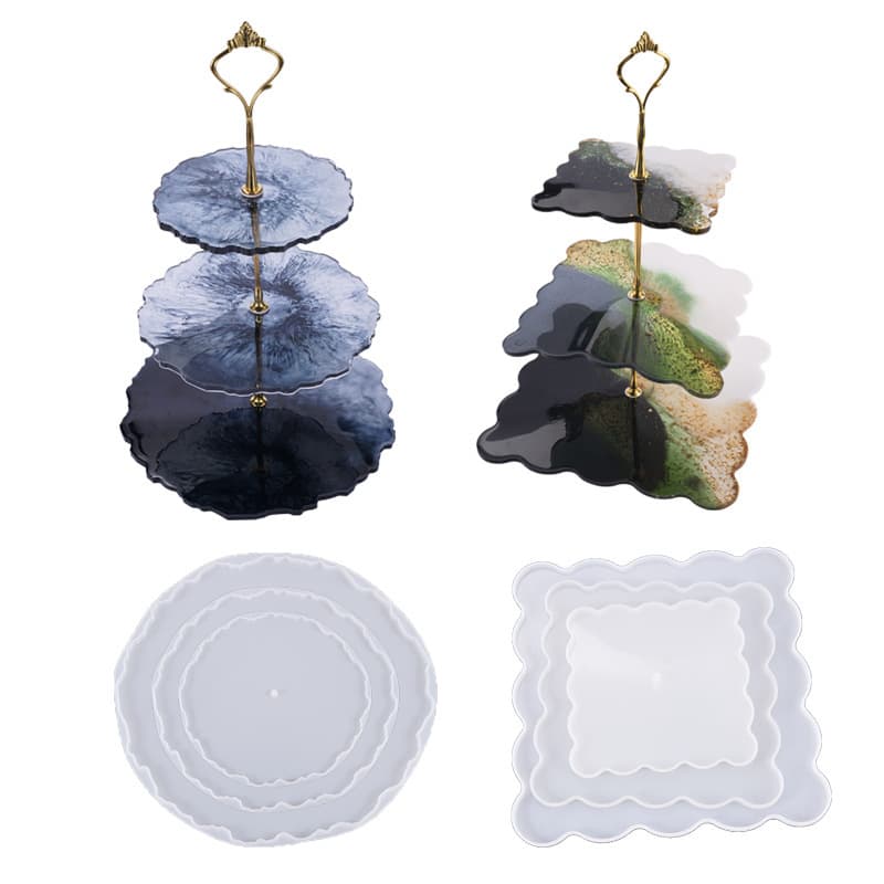 Factory Stock Crystal Resin Display Stand Set, Cup Coaster, Fruit Three-Tier Tray Silicone Mold