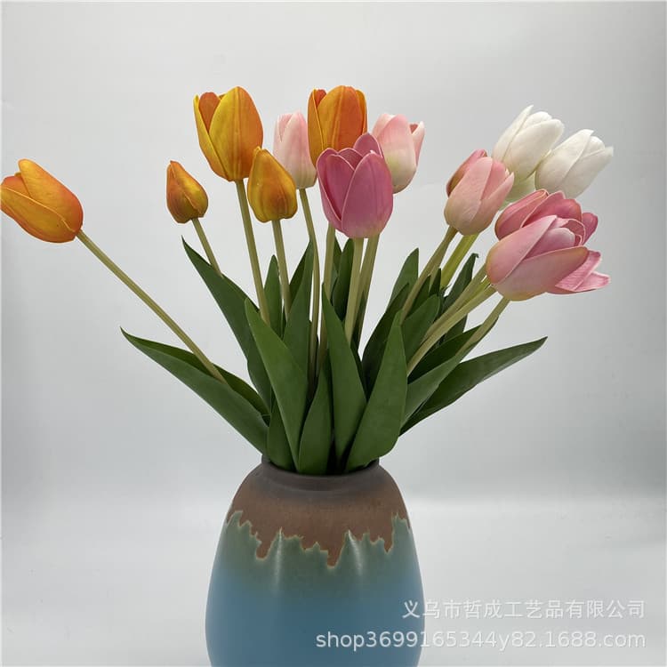 High-end artificial tulip flowers for home living room decoration, fake flowers for photo props, bedroom decor, dining table dried flower bouquet