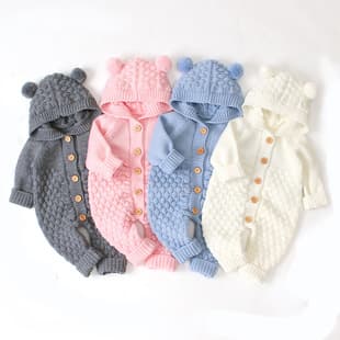 Baby Knitted Romper Spring Autumn Newborn Clothing Boys Girls Sweater Cute Warm Crawling Suit