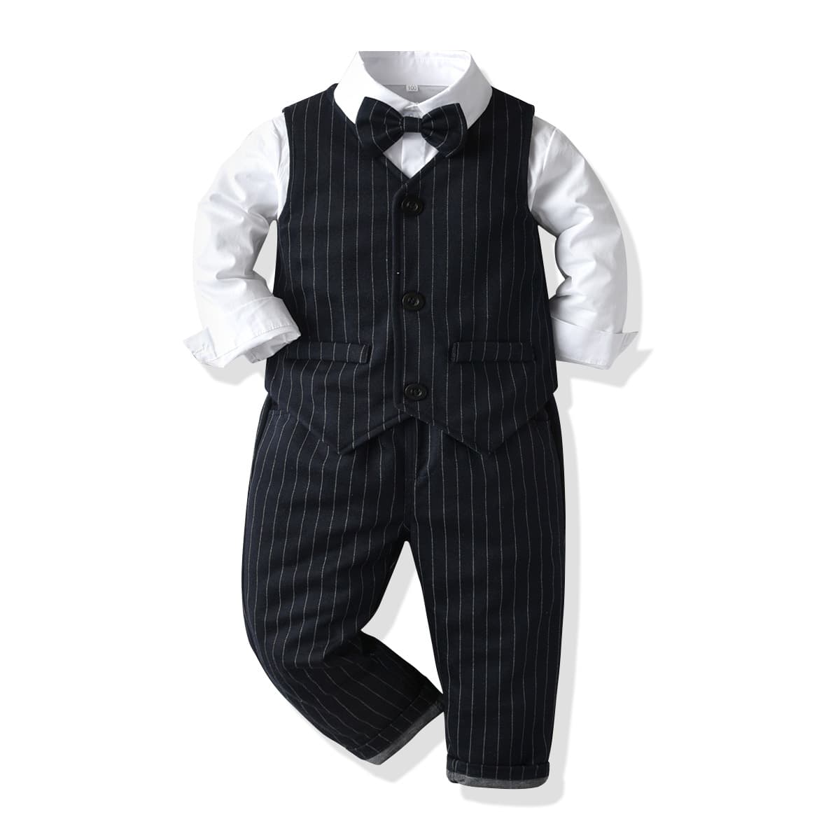 Boys' Formal Suit Set Children Baby Gentleman Vest Shirt Trousers British Style Host Banquet Attire