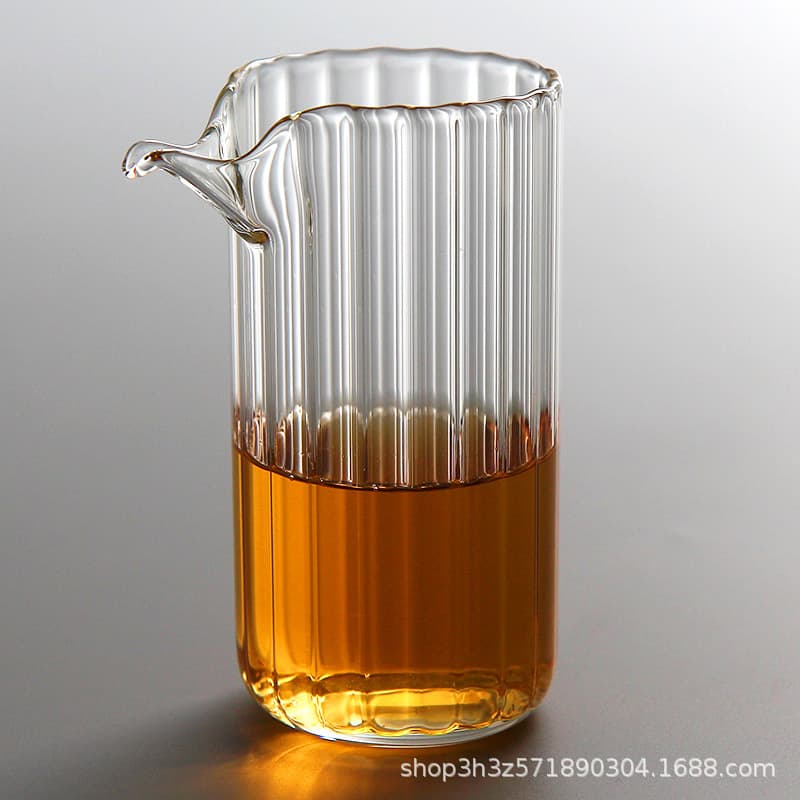 Japanese Spout Striped Glass Fairness Cup Thickened Heat-Resistant Large Tea Sea Tea Divider Gongfu Tea Set Accessories