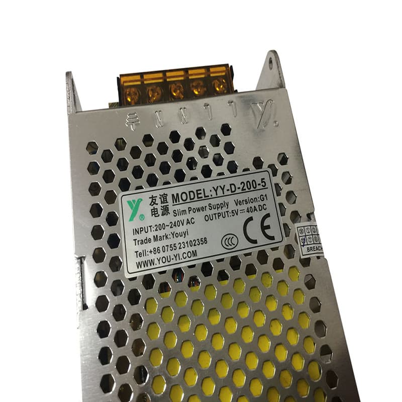 5V 40A 200W Display Switching Power Supply Slim Aluminum Case Power Supply Youyi Power