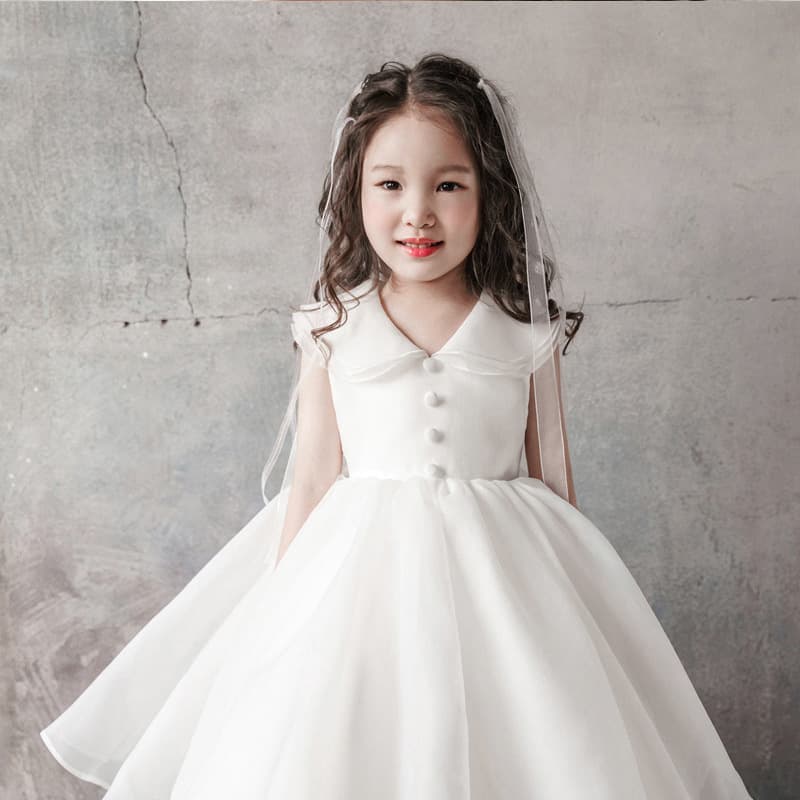 Girls' Birthday Princess Skirt Puffy Elegant Children's Summer Wedding Dress One-Year-Old Baby Ceremony Clothes Cotton Lining