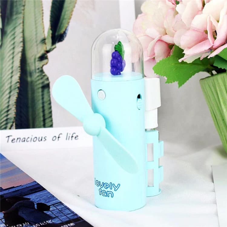 USB Rechargeable Portable Handheld Electric Fan with Fruit and Vegetable Mist Spray, Small Gift and Promotional Fan