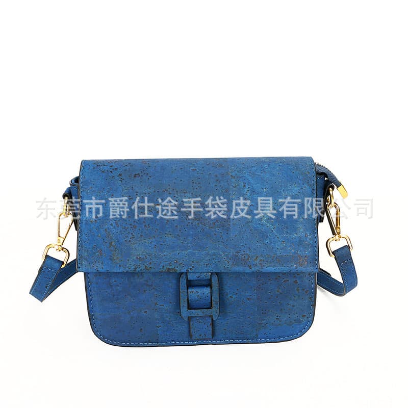 Korean-style new Cork small square bag, blue waterproof cork shoulder bag, creative crossbody women's bag