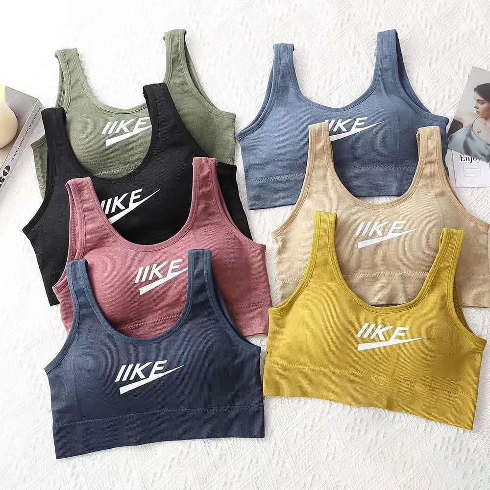 Ribbed Naked Spandex Back Yoga Bustier Sports Bra Women Non-Wired Hand Cup Bra Breathable Comfortable